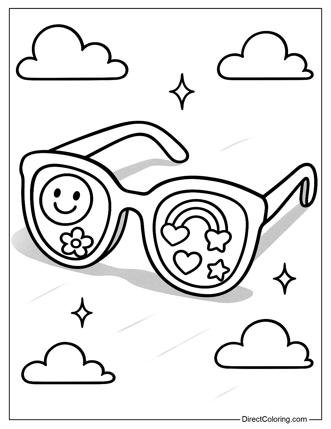 coloring page Sunglasses decorated with fun stickers